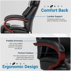 Office Chairs*La-Z-Boy Bradley Bonded Leather Executive Chair, (46089-CC) Black