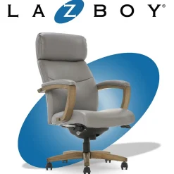 Office Chairs*La-Z-Boy Greyson Ergonomic Bonded Leather Swivel Executive Chair, Gray (CHR10086A)