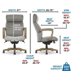 Office Chairs*La-Z-Boy Greyson Ergonomic Bonded Leather Swivel Executive Chair, Gray (CHR10086A)