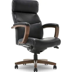 Office Chairs*La-Z-Boy Greyson Ergonomic Bonded Leather Swivel Executive Chair, Black (CHR10086B)