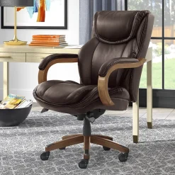 Ergonomic Chairs*La-Z-Boy Harnett Ergonomic Faux Leather Swivel Executive Chair, Coffee (46253B)