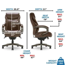 Office Chairs*La-Z-Boy Hyland Ergonomic Faux Leather Swivel Executive Chair, Brown (CHR10044C)