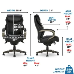 Office Chairs*La-Z-Boy Hyland Ergonomic Faux Leather Swivel Executive Chair, Black (CHR10044B)