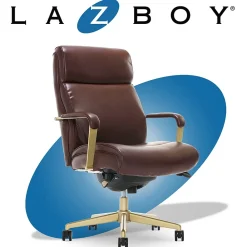 Office Chairs*La-Z-Boy Melrose Ergonomic bonded Leather Swivel Executive Chair, Brown (CHR10084C)