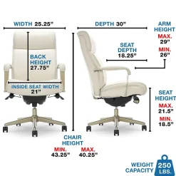 Office Chairs*La-Z-Boy Melrose Ergonomic bonded Leather Swivel Executive Chair, White (CHR10084B)