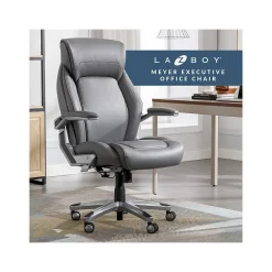 Ergonomic Chairs*La-Z-Boy Meyer Ergonomic Bonded Leather Swivel Executive Chair, (60082-GRY) Gray