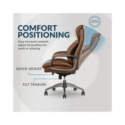 Office Chairs*La-Z-Boy Nova Ergonomic Polyurethane Swivel Executive Chair, (52372-CBRN) Cognac