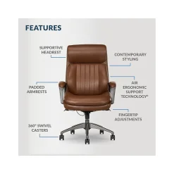 Office Chairs*La-Z-Boy Nova Ergonomic Polyurethane Swivel Executive Chair, (52372-CBRN) Cognac