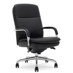 Office Chairs*La-Z-Boy Opus Ergonomic Bonded Leather Swivel Executive Chair, Black and Chrome (CCHR10015D)