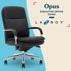 Office Chairs*La-Z-Boy Opus Ergonomic Bonded Leather Swivel Executive Chair, Black and Chrome (CCHR10015D)
