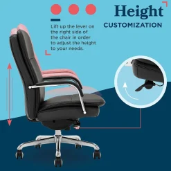 Office Chairs*La-Z-Boy Opus Ergonomic Bonded Leather Swivel Executive Chair, Black and Chrome (CCHR10015D)