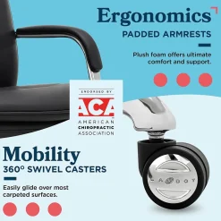 Office Chairs*La-Z-Boy Opus Ergonomic Bonded Leather Swivel Executive Chair, Black and Chrome (CCHR10015D)