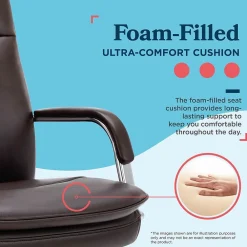 Office Chairs*La-Z-Boy Opus Ergonomic Bonded Leather Swivel Executive Chair, Dark Brown and Chrome (CCHR10015E)