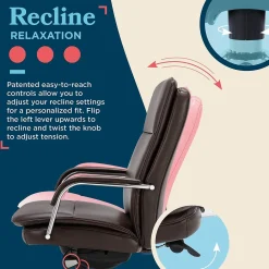 Office Chairs*La-Z-Boy Opus Ergonomic Bonded Leather Swivel Executive Chair, Dark Brown and Chrome (CCHR10015E)