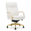 Office Chairs*La-Z-Boy Opus Ergonomic Bonded Leather Swivel Executive Chair, White and Gold (CCHR10015A)