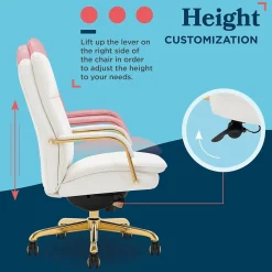 Office Chairs*La-Z-Boy Opus Ergonomic Bonded Leather Swivel Executive Chair, White and Gold (CCHR10015A)