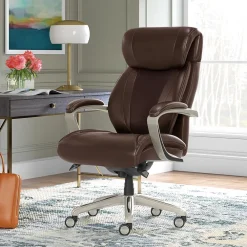Office Chairs*La-Z-Boy Salerno Ergonomic Bonded Leather Swivel Executive Chair, Brown (45778-BRN)