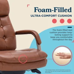 Office Chairs*La-Z-Boy Sonata Ergonomic Bonded Leather Swivel Executive Chair, Cognac and Graphite (CCHR10014C)