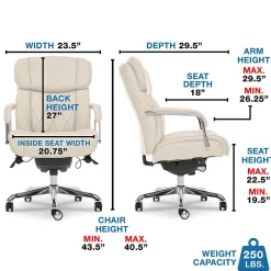Ergonomic Chairs*La-Z-Boy Sutherland Ergonomic Faux Leather Swivel Computer and Desk Chair, (CHR10048C) Ivory
