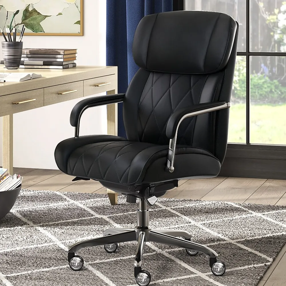 Ergonomic Chairs*La-Z-Boy Sutherland Ergonomic Faux Leather Swivel Computer and Desk Chair, (CHR10048A) Black