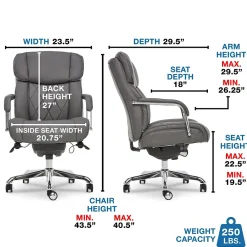 Ergonomic Chairs*La-Z-Boy Sutherland Ergonomic Faux Leather Swivel Computer and Desk Chair, (CHR10048B) Gray