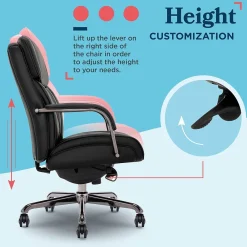 Office Chairs*La-Z-Boy Symphony Ergonomic Bonded Leather Swivel Executive Chair, Black and Graphite (CCHR10013E)