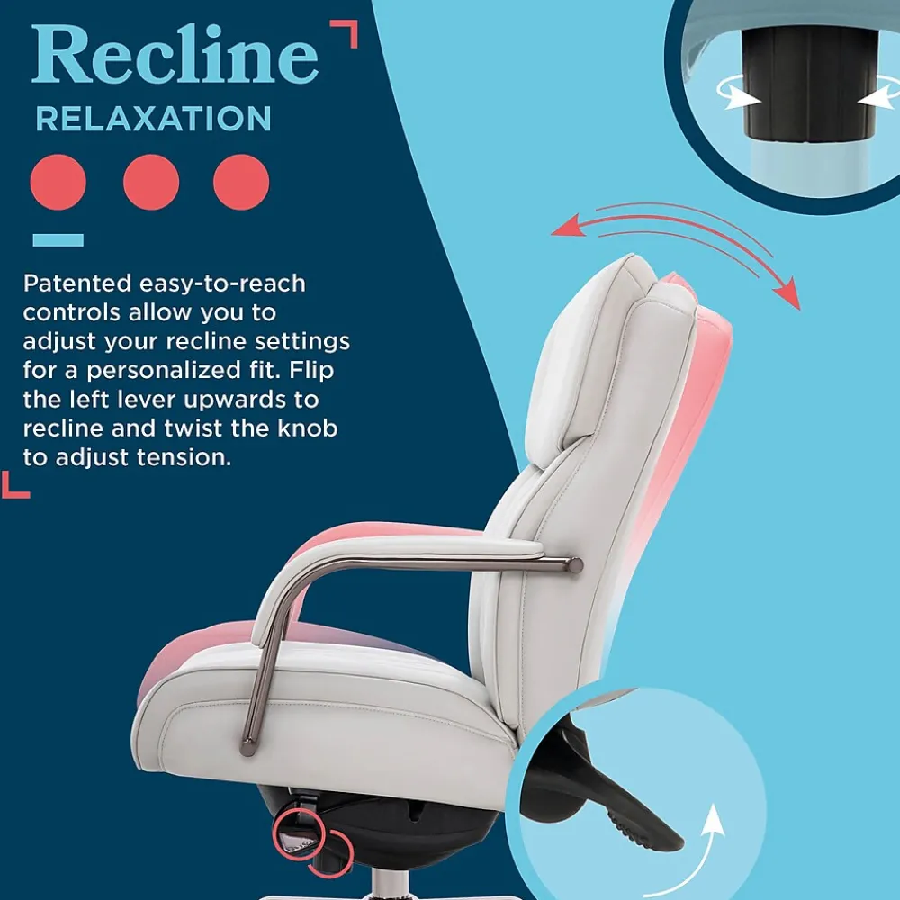 Office Chairs*La-Z-Boy Symphony Ergonomic Bonded Leather Swivel Executive Chair, Gray and Graphite (CCHR10013B)