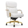 Office Chairs*La-Z-Boy Symphony Ergonomic Bonded Leather Swivel Executive Chair, White and Gold (CCHR10013A)