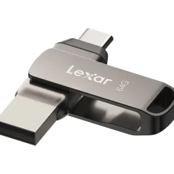 Lexar JumpDrive D400 Dual 64GB USB 3.1 Flash Drive, Titanium (LJDD400-64G-BNU)