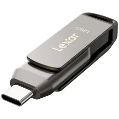 Clearance Lexar JumpDrive D400 Dual 128GB USB 3.1 Flash Drive, Titanium (LJDD400-128GBNU)