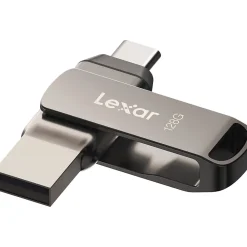 Clearance Lexar JumpDrive D400 Dual 128GB USB 3.1 Flash Drive, Titanium (LJDD400-128GBNU)