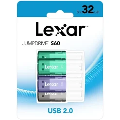 Outlet Lexar JumpDrive 32GB USB 2.0 Flash Drive, Assorted Colors, 5/Pack (LJDS6032GB5)