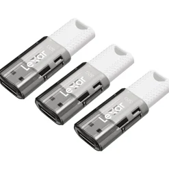 Discount Lexar JumpDrive S60 32GB USB 2.0 Type A Flash Drive, Grey/White, 3/Pack (LJDS60-32GB3NNU)