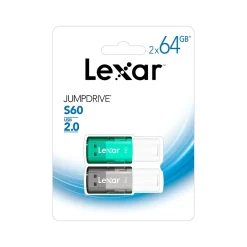 Outlet Lexar JumpDrive S60 64GB USB 2.0 Type A Flash Drive, Black/Teal (LJDS60-64GB2NNU)