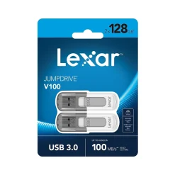Best Lexar JumpDrive V100 128GB USB 3.0 Flash Drive, Gray, 2/Pack (LJDV100128G-B2HNU)
