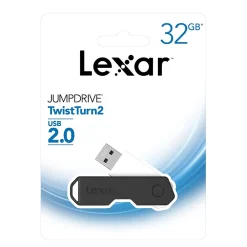 Sale Lexar Twist Turn2 32GB USB 2.0 Type A Flash Drive, Black (JDTT2-32GABNABK)