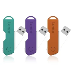Clearance Lexar Twist Turn2 32GB USB 2.0 Type-A Flash Drive, Teal/Purple/Orange, 3/Pack (LJDTT2-32GABNA3)