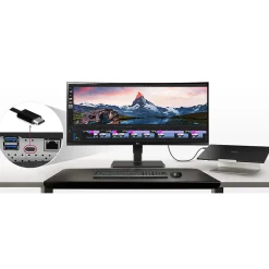 Hot LG 34" UltraWide WQHD Curved IPS 60 Hz LED Monitor with Built-in Universal Docking Station, Business Black (34BQ77QB-B)