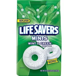 LifeSavers LIFE SAVERS Wint-O-Green Individually Wrapped Breath Mints, 2.5 lb. Stand-up Bag (LEFEWINT6)