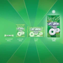 LifeSavers LIFE SAVERS Wint-O-Green Individually Wrapped Breath Mints, 2.5 lb. Stand-up Bag (LEFEWINT6)