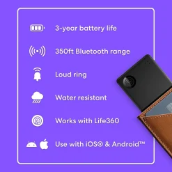 Life360 Tile Slim Bluetooth Tracker, Black (RE-62011)<Tile by Life360 Sale
