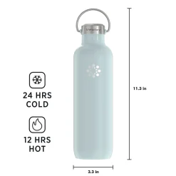 Lifefactory Stainless Steel Double Wall Insulated Water Bottle, 32 oz., Mint (LIFLS365MMI4)