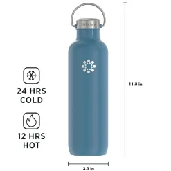 Lifefactory Stainless Steel Double Wall Insulated Water Bottle, 32 oz., Dark Denim (LIFLS365MDD4)