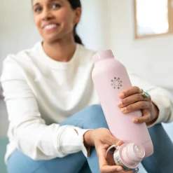 Lifefactory Stainless Steel Double Wall Insulated Water Bottle, 32 oz., Desert Rose (LIFLS365MDR4)