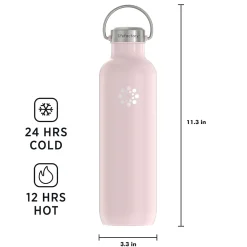 Lifefactory Stainless Steel Double Wall Insulated Water Bottle, 32 oz., Desert Rose (LIFLS365MDR4)