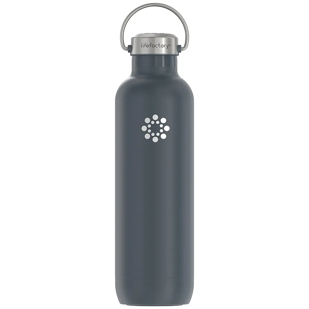 Lifefactory Stainless Steel Double Wall Insulated Water Bottle, 32 oz., Carbon (LIFLS365MCN4)
