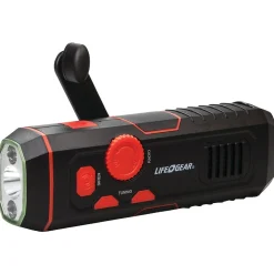 Life+Gear 120-Lumen Stormproof USB Crank Flashlight & Radio (LG38-60675-RED)