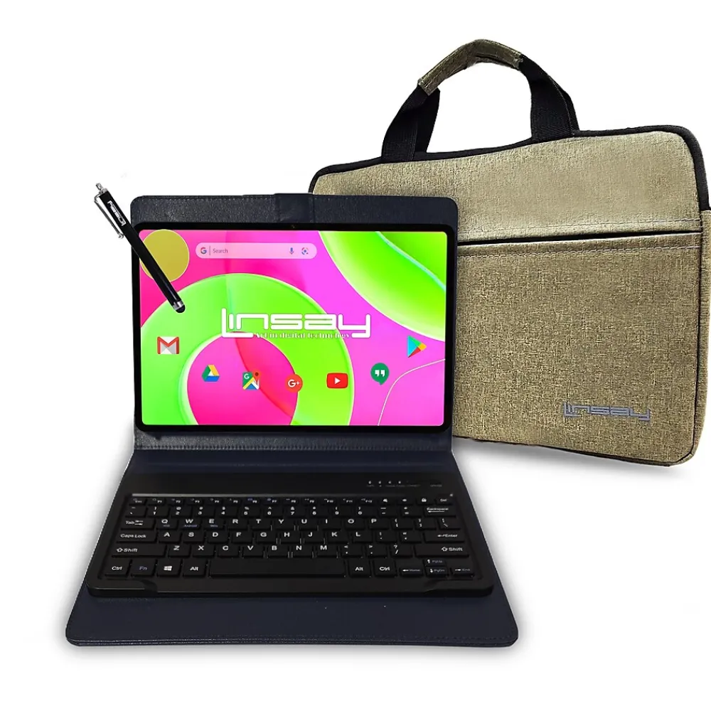 12" Octa Core Tablet, 8GB RAM, 256GB Storage, Android 14 Bundled with Black Keyboard, Tablet, Briefcase and Stylus Pen<Linsay