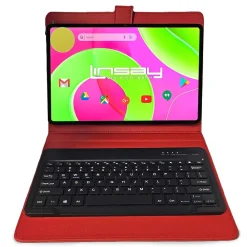 12" Octa Core Tablet, 8GB RAM, 256GB Storage, Android 14, Bundled with Red Style Keyboard Bundled with Applications Pack<Linsay Outlet