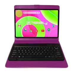 12" Octa Core Tablet, 8GB RAM, 256GB Storage, Android 14, Bundled with Purple Keyboard and Applications Pack<Linsay Outlet